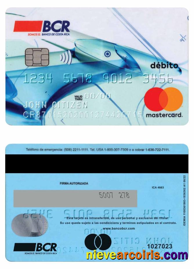 Costa Rica BCR bank mastercard